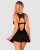 Obsessive Donna Dream babydoll - сексуальная сорочка с кружевом и стринги, XS/S (чёрный)